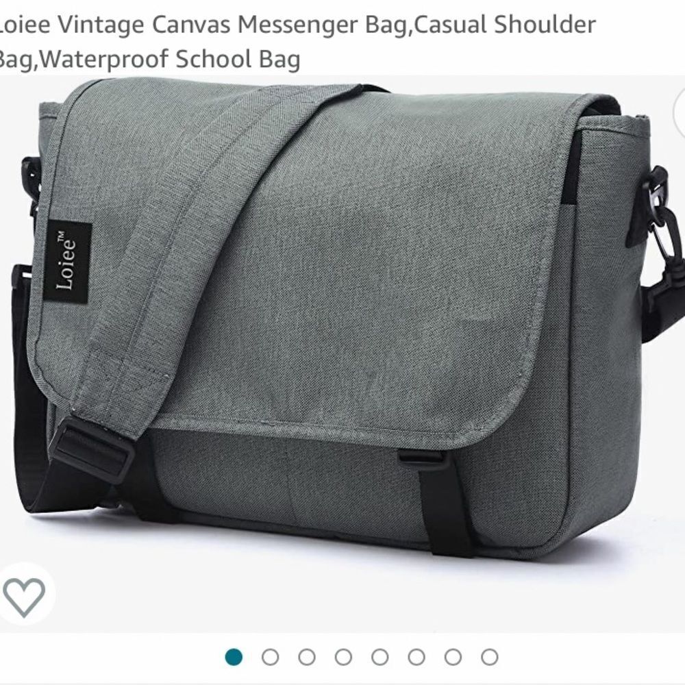LOIEE - NWT - GRAY MESSENGER BAG VINTAGE CANVAS - HOLDS IPAD AND NOTEBOOKS‎ - S3